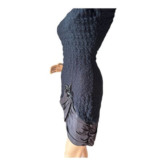 Vintage 80's Diamond's Run by Wayne Diamond sequin beaded black dress X-Small - Picture 8 of 16